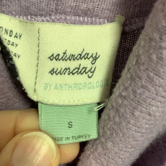 Saturday Sunday (Anthropologie) Lilac Brushed Fleece Turtleneck Sweater Size S - Picture 5 of 9
